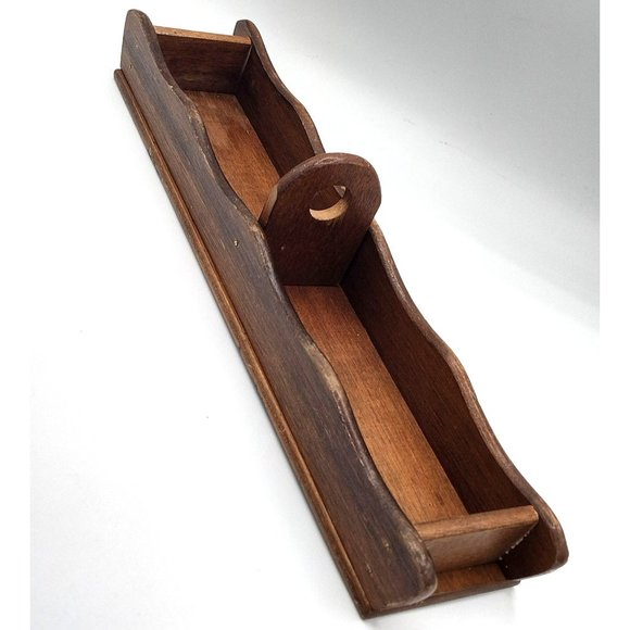 Wooden Cracker Server Wood Caddy 13 Inch Vintage Taiwan Vintage Tray For Serving - Picture 8 of 11